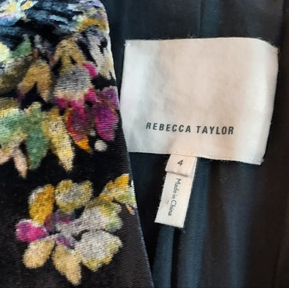 Rebecca Taylor Jewel Black Floral Velvet Jacket Blazer Size 4 - Picture 12 of 14